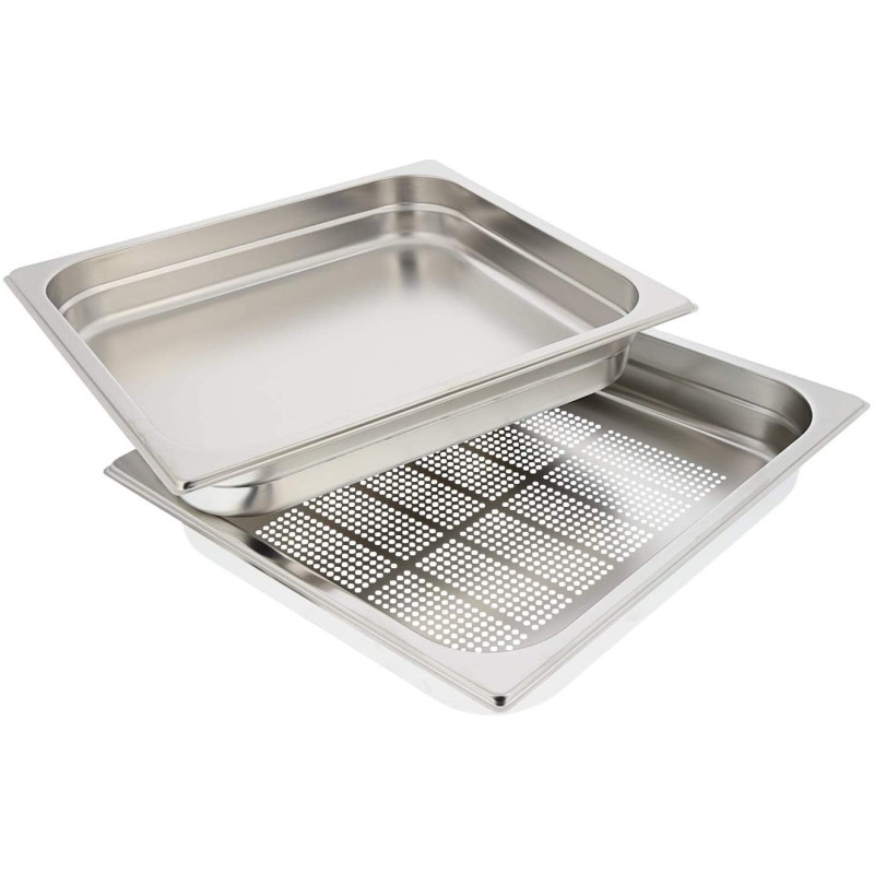 Lèche-frite en inox perforé (35,5 x 32,5 x 5cm) pour four vapeur AEG, Electrolux.