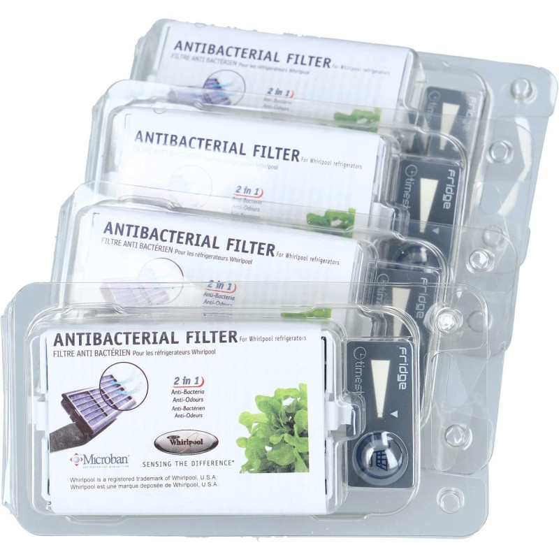 Lot de 4 filtres anti-bactériens ANT001 pour réfrigérateur Whirlpool