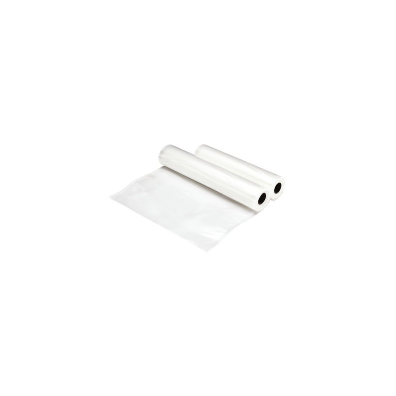 Lot de 2 rouleaux pour appareil à emballage sous vide Tefal - 1 rouleau (22cm x 3m) + 1 rouleau (28cm x 3m).