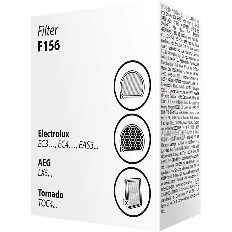 Kit de filtration F156  pour aspirateur sans sacs AEG, Electrolux, Tornado.