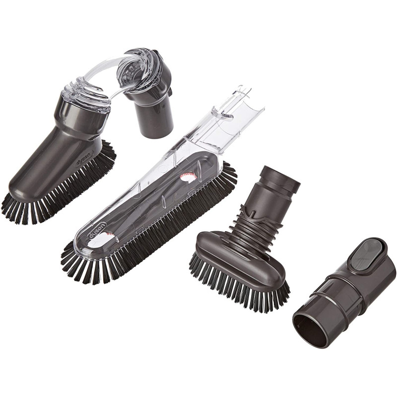 Kit Maison 3 Accessoires – Brosse Douce, Brosse pour Surfaces en Hauteur et Brosse Rigide pour aspirateurs Dyson