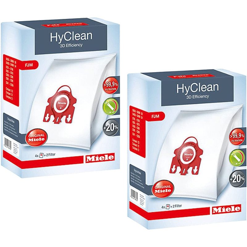 Lot de 2 boîtes de sacs FJM Hyclean 3D Efficiency pour aspirateur Compact S700 S4000 et S6000 Miele