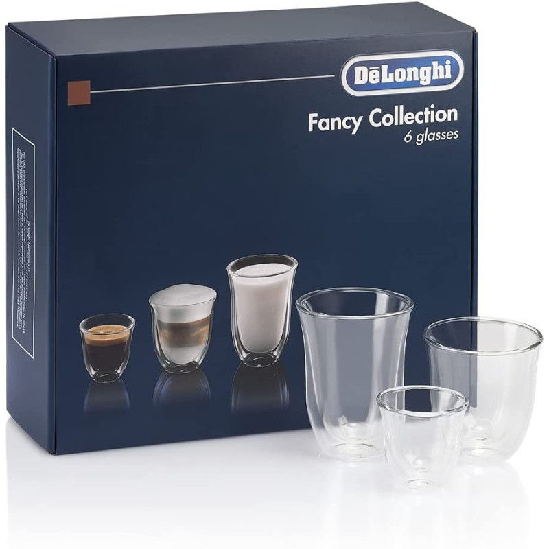 Lot de 6 verres thermiques (2 verres à expresso, 2 verres à cappuccino, 2 verres à latte macchiato) pour machine à café Delonghi