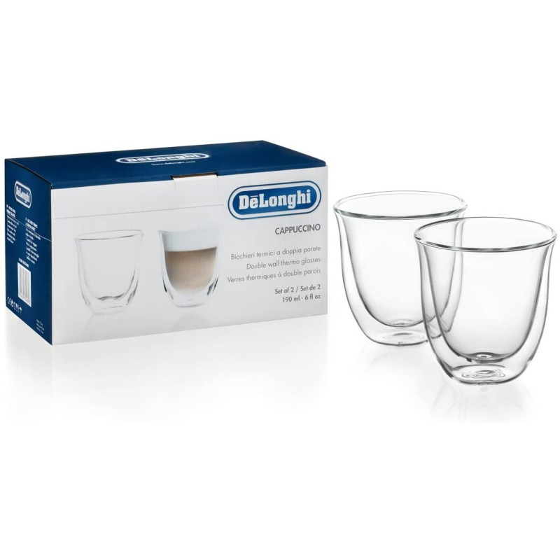 Lot de 2 verres à cappuccino isolés à double parois Delonghi