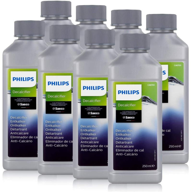 Lot de 8 détartrants (2x 250ml) spécial machine à café Expresso Saeco, Philips