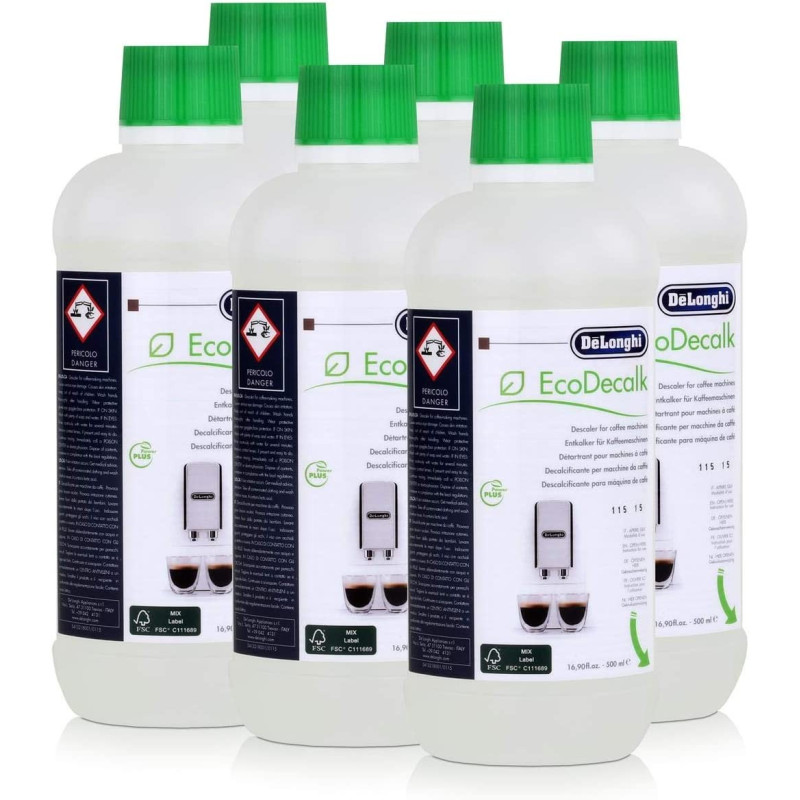 Lot de 6 flacons (3x500ml) Ecodecalk DeLonghi pour machine à café 5513296041